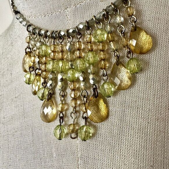 1928 green dangle beaded chain choker necklace - Picture 2 of 8
